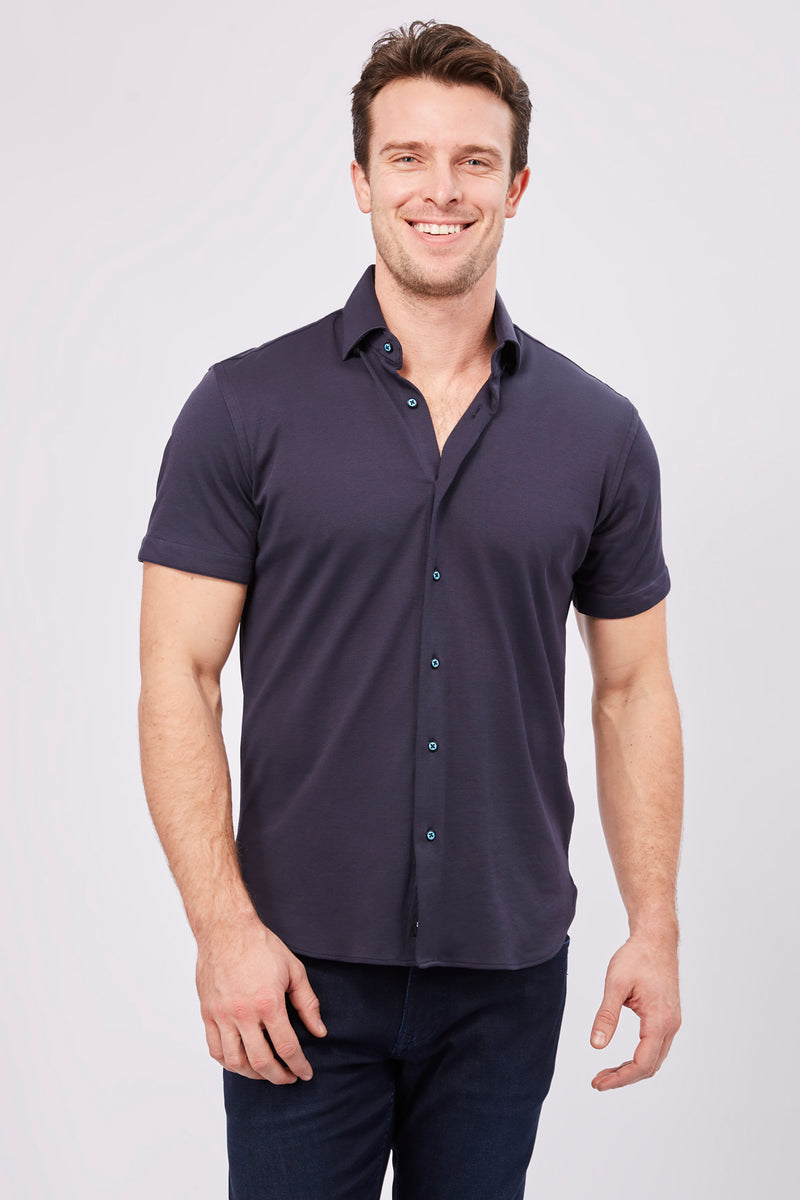 Navy Short Sleeve Jersey Knit