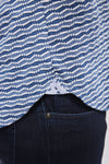 Navy and Blue Swiggle Stripe Short Sleeve Jersey Knit