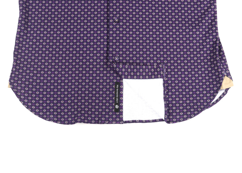 Eggplant with Purple and White Flowers Short Sleeve Jersey Knit