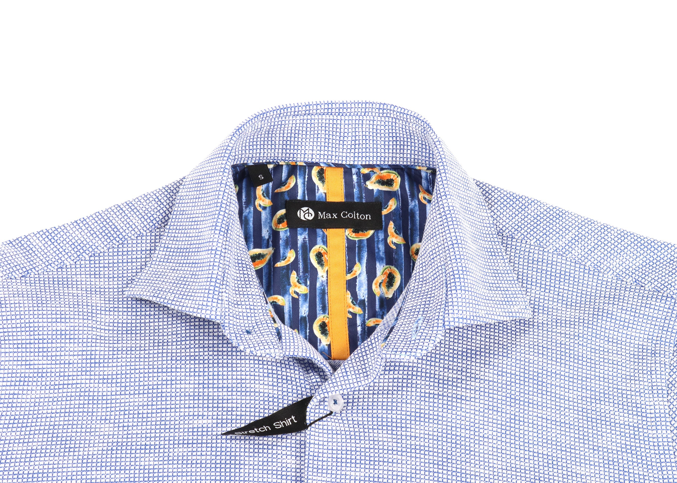 Max Colton Navy and White Waffle Check Short Sleeve Jersey Knit