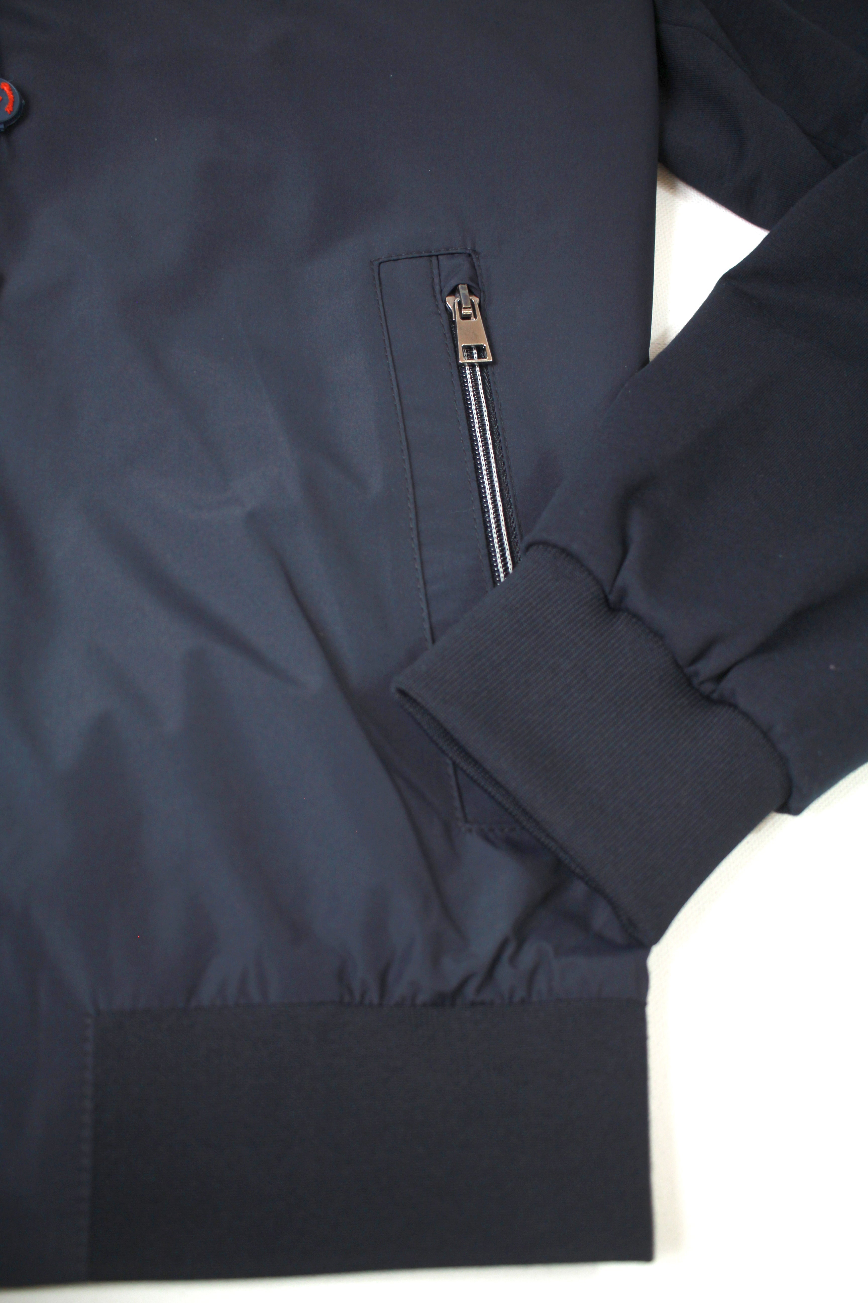 Navy Knit Arms Bomber Jacket with Nanotech Body