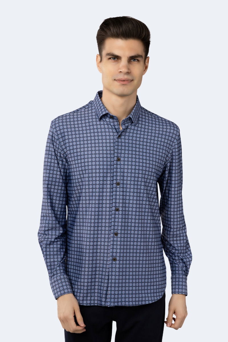FW23 Navy with Stone, Lilac and Light Blue Circular Shirt