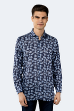 Space Blue Jacquard with Maya Blue Floral Shirt