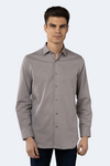 Brown and White Self Stripe Jacquard Shirt