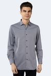 Navy and White Self Stripe Jacquard Shirt