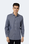 Navy with Grey Check Jacquard Shirt