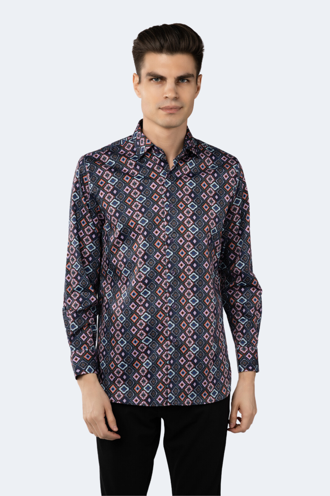 diamond print dress shirt Indochino Men's Custom London Diamond Print Sage Ivory Shirt