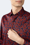 Black and Purple with Bright Red Paisley Shirt
