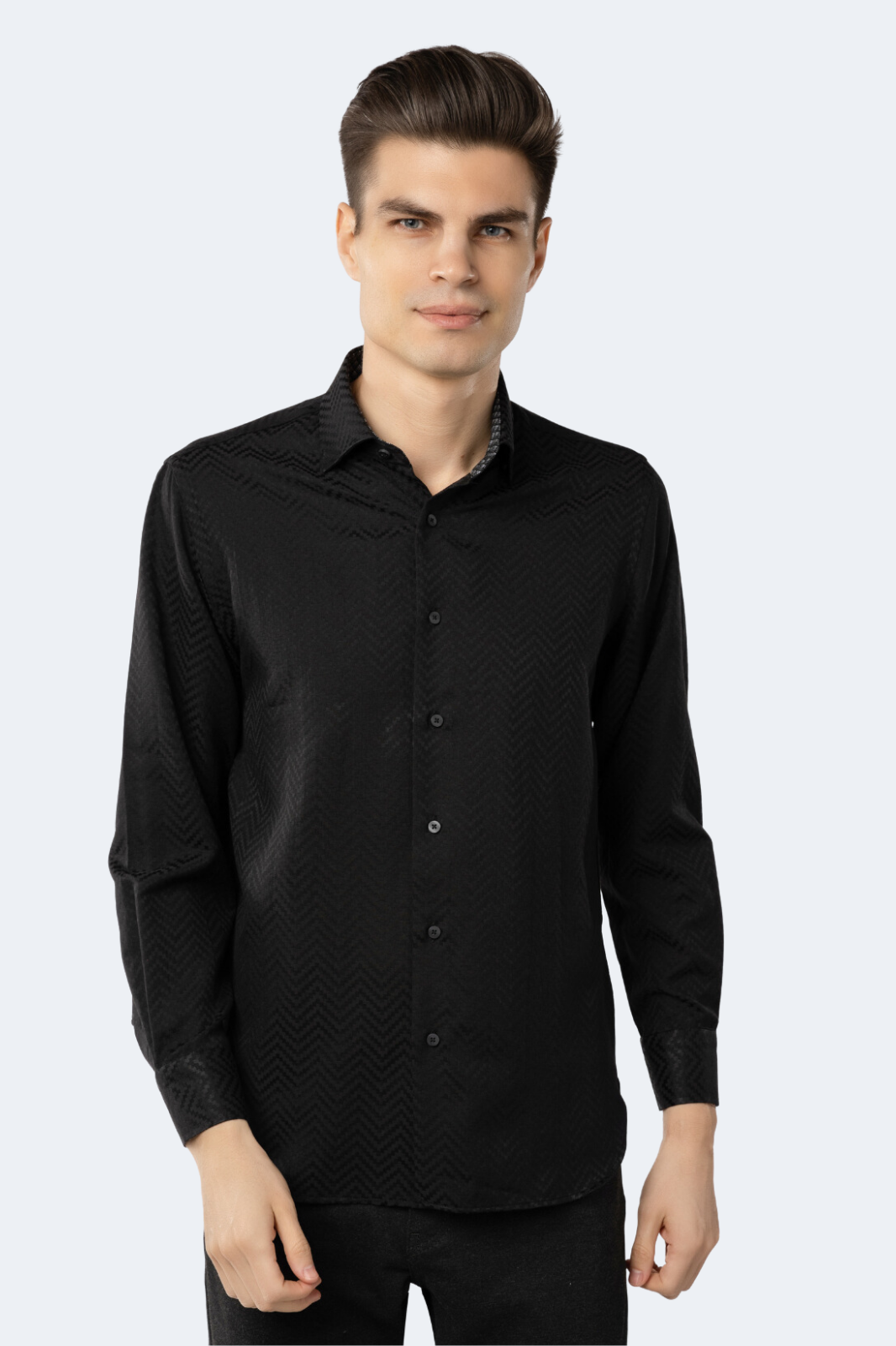 Luchiano Visconti Men's Solid Black Printed Shirt