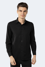 FW23 Black Solid Jacquard with Box Shirt