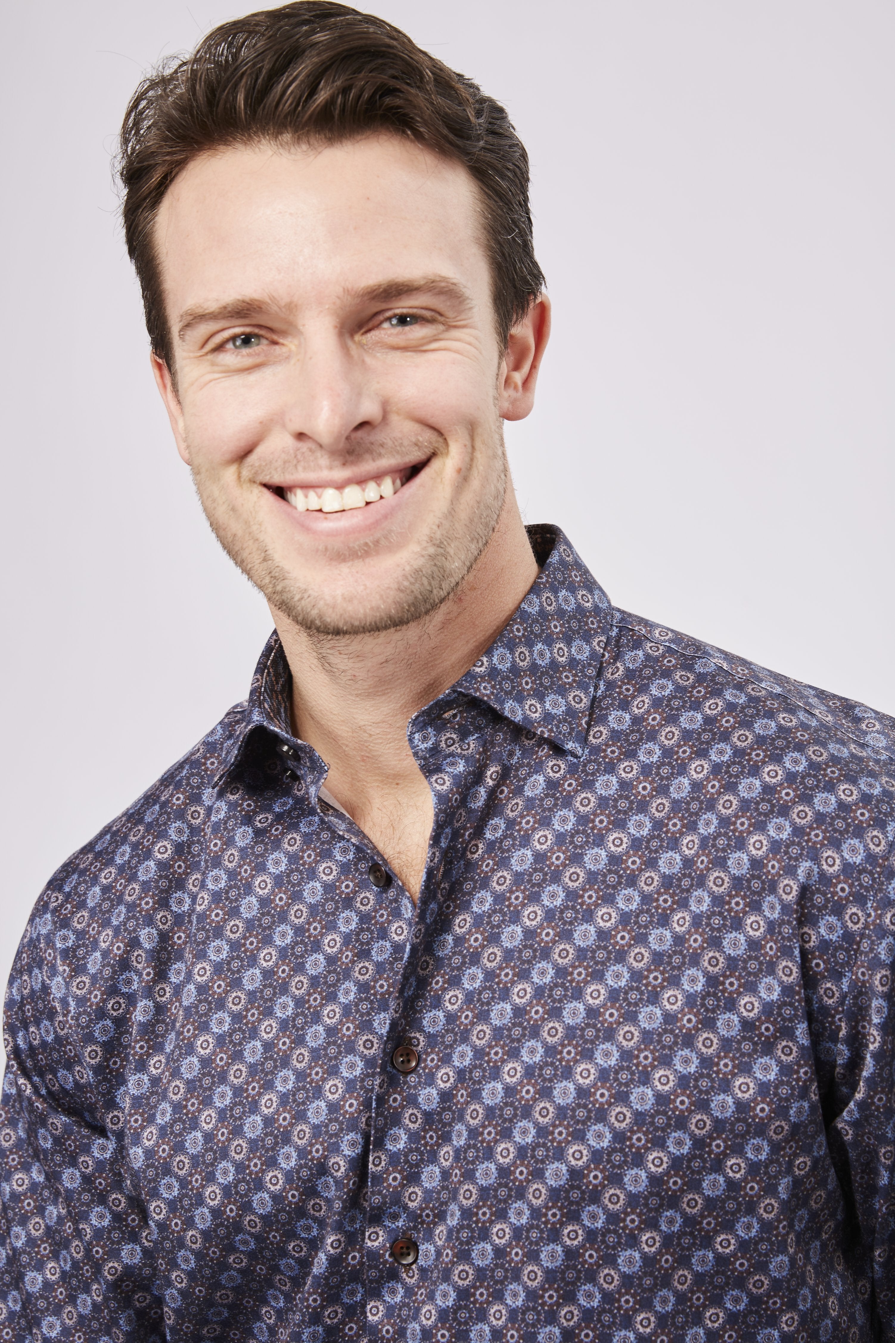 Navy with Brown Floral Designs