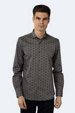 FW23 Royal Blue with Mint Green and Orange Floral Jacquard Shirt