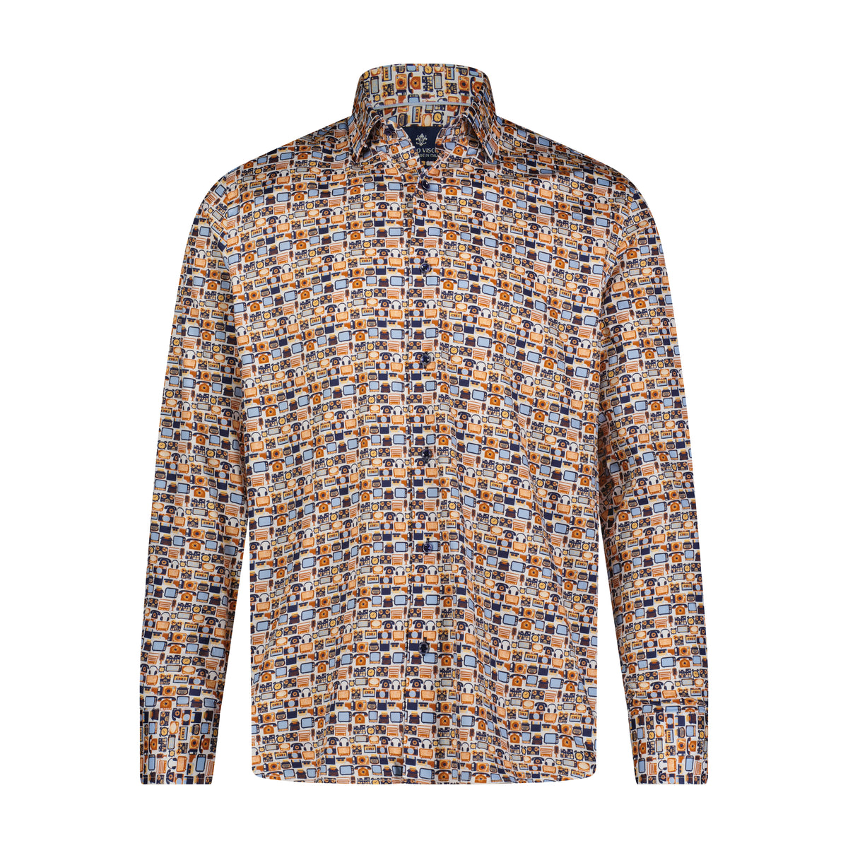 Multicolor Phone Print Long Sleeve Shirt