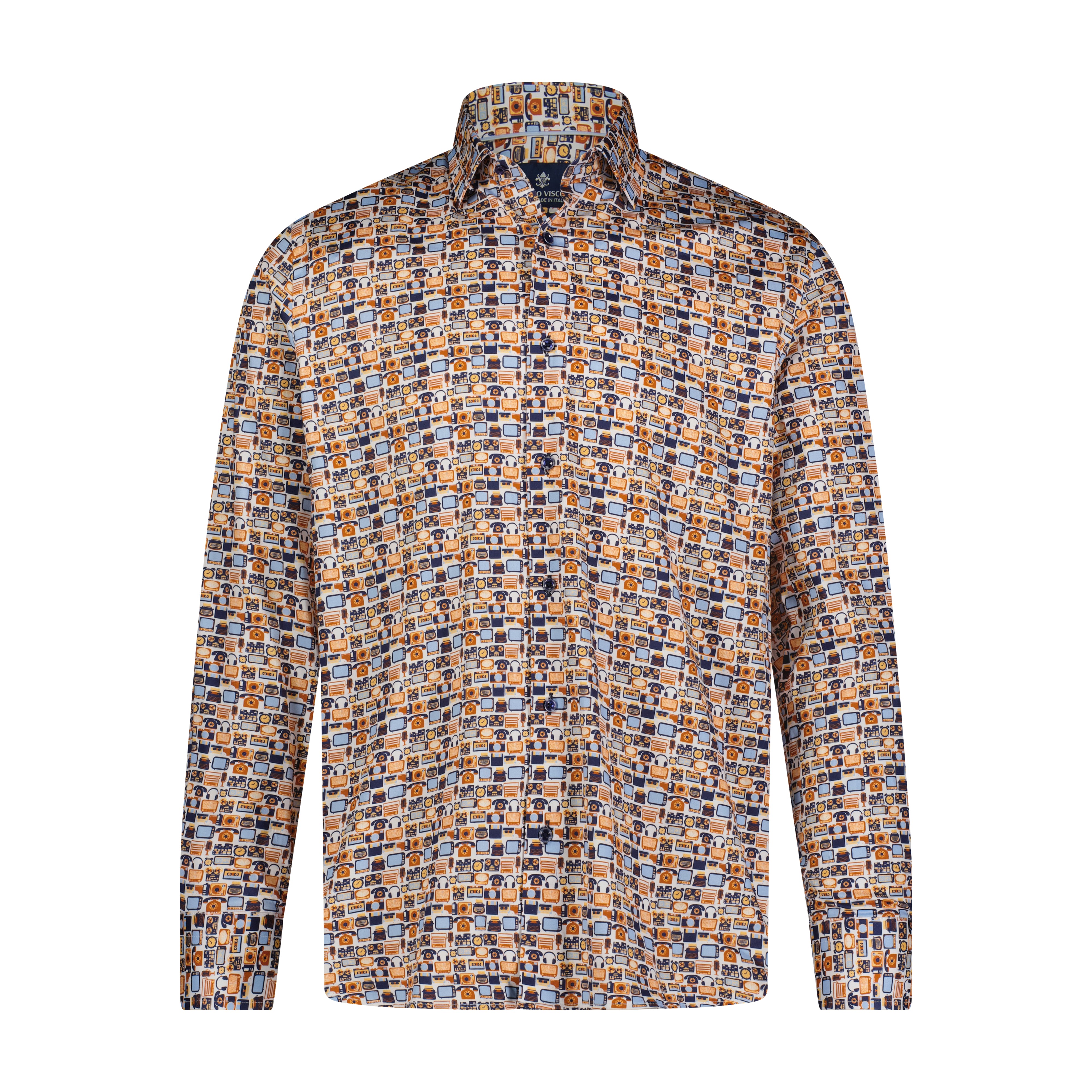 Multicolor Phone Print Long Sleeve Shirt
