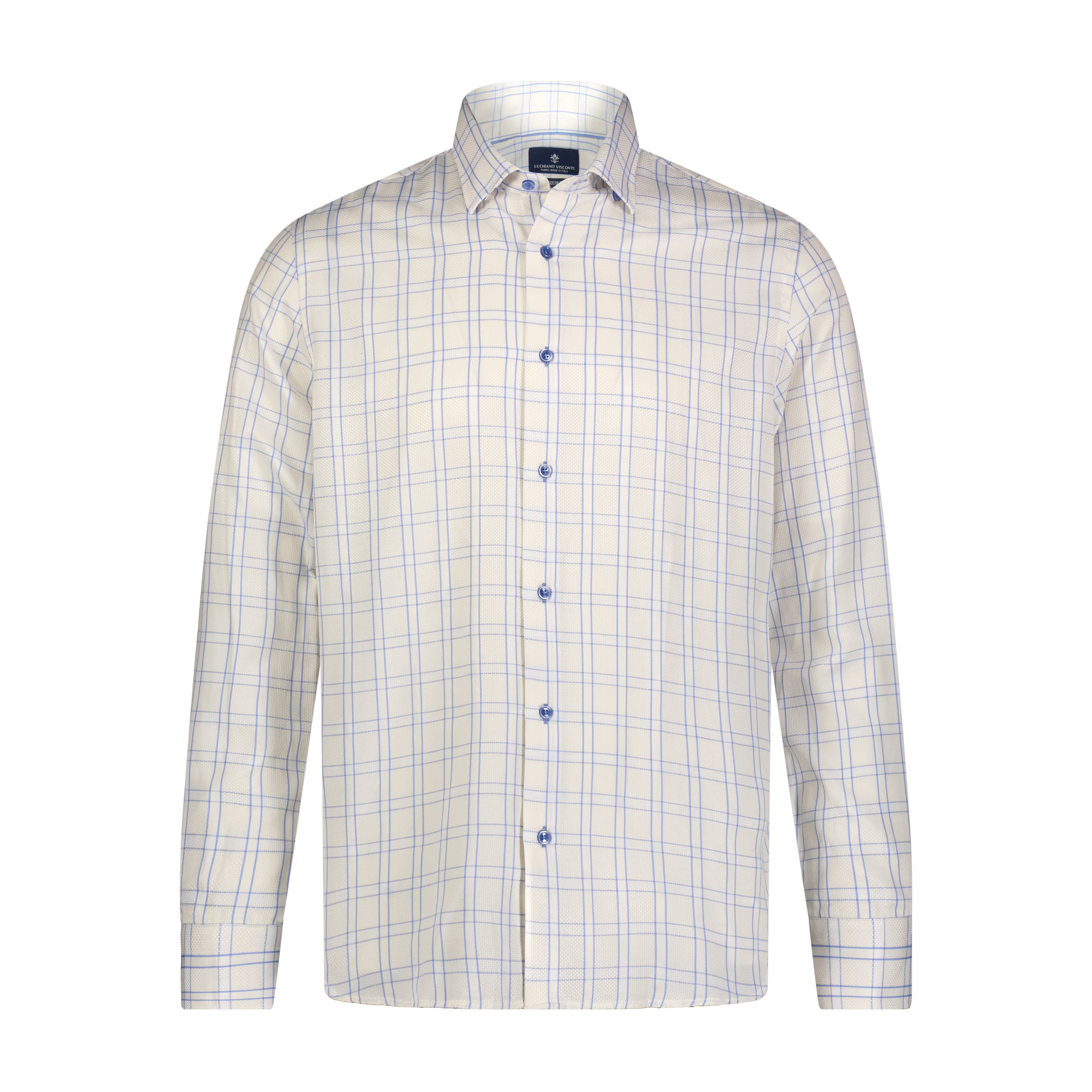 Lite Blue Bone White Plaid Long Sleeve Shirt