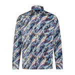 Blue Navy Splatter Print Long Sleeve Shirt