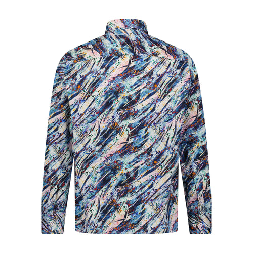 Blue Navy Splatter Print Long Sleeve Shirt