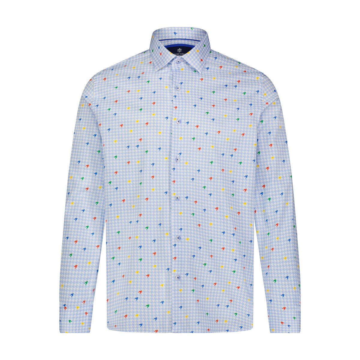Blue White Lite Print Long Sleeve Shirt