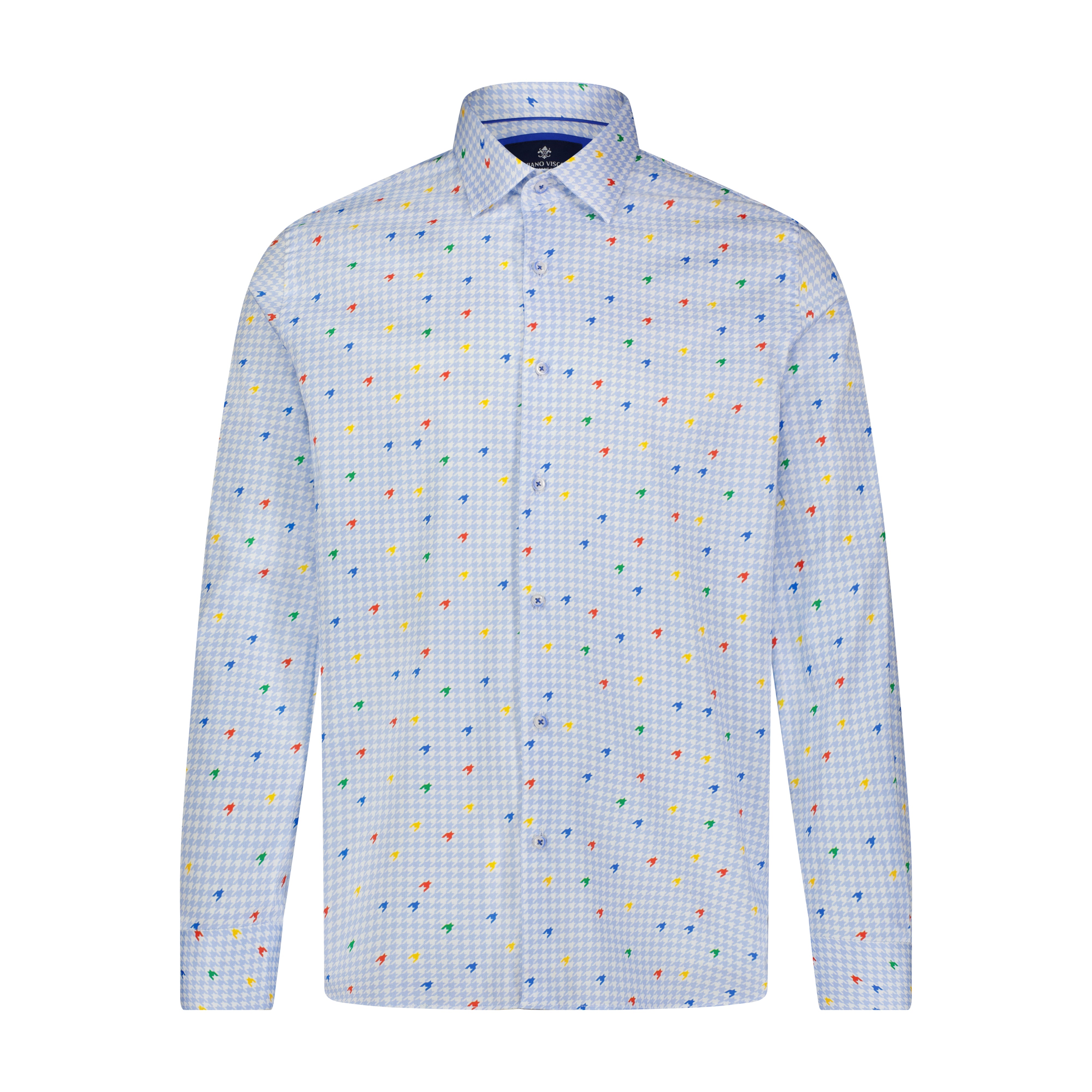 Blue White Lite Print Long Sleeve Shirt