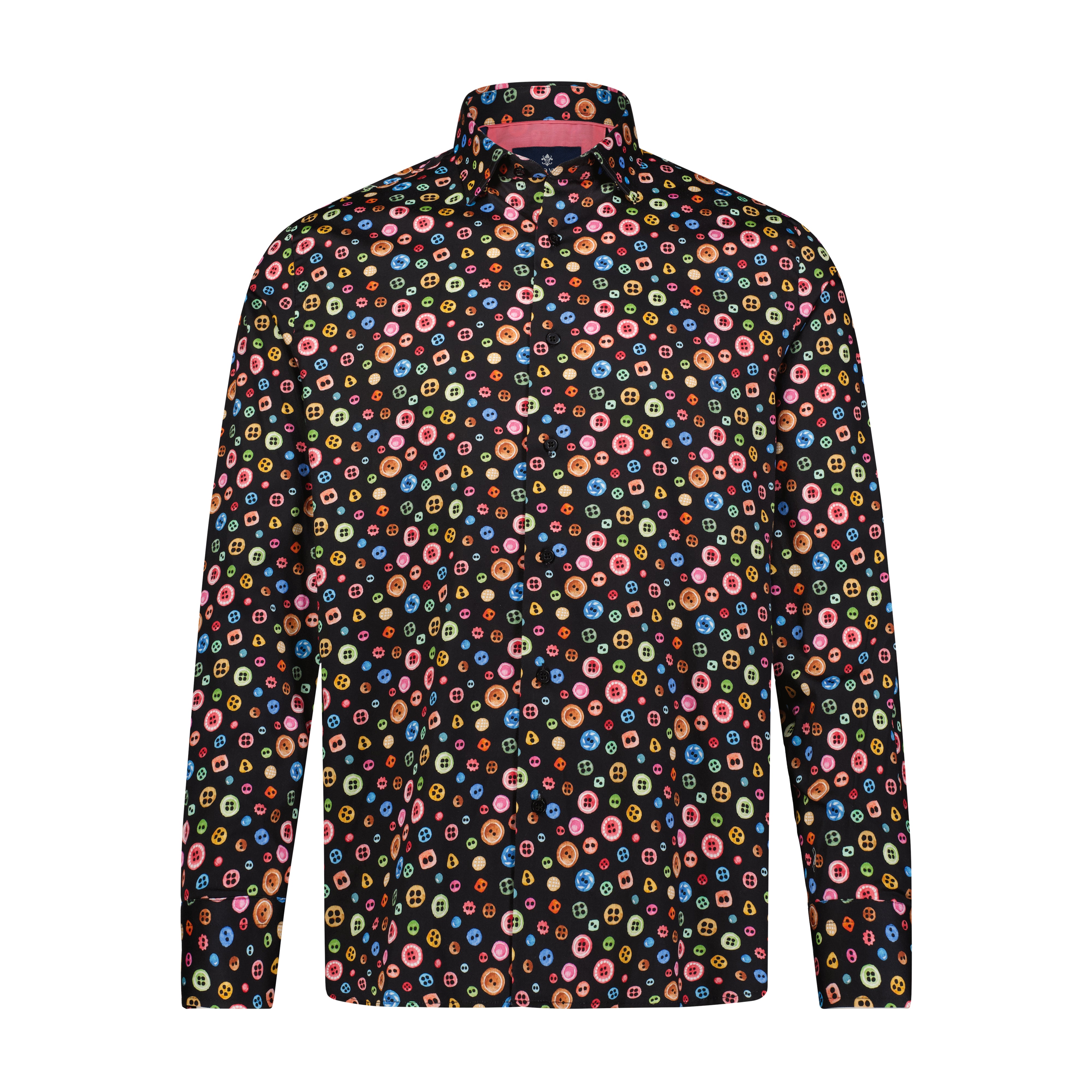 Multi Rainbow Button Print Long Sleeve Shirt