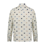 Blue, Beige, and Cream Polka Dot Print Long Sleeve Shirt