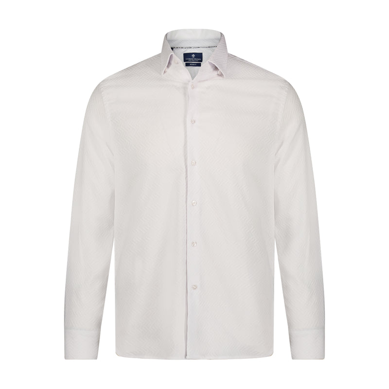 White on White Zigzag Print Long Sleeve Shirt