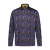 Navy, Teal, and Gold Muted Paisley Print Long Sleeve Shirt