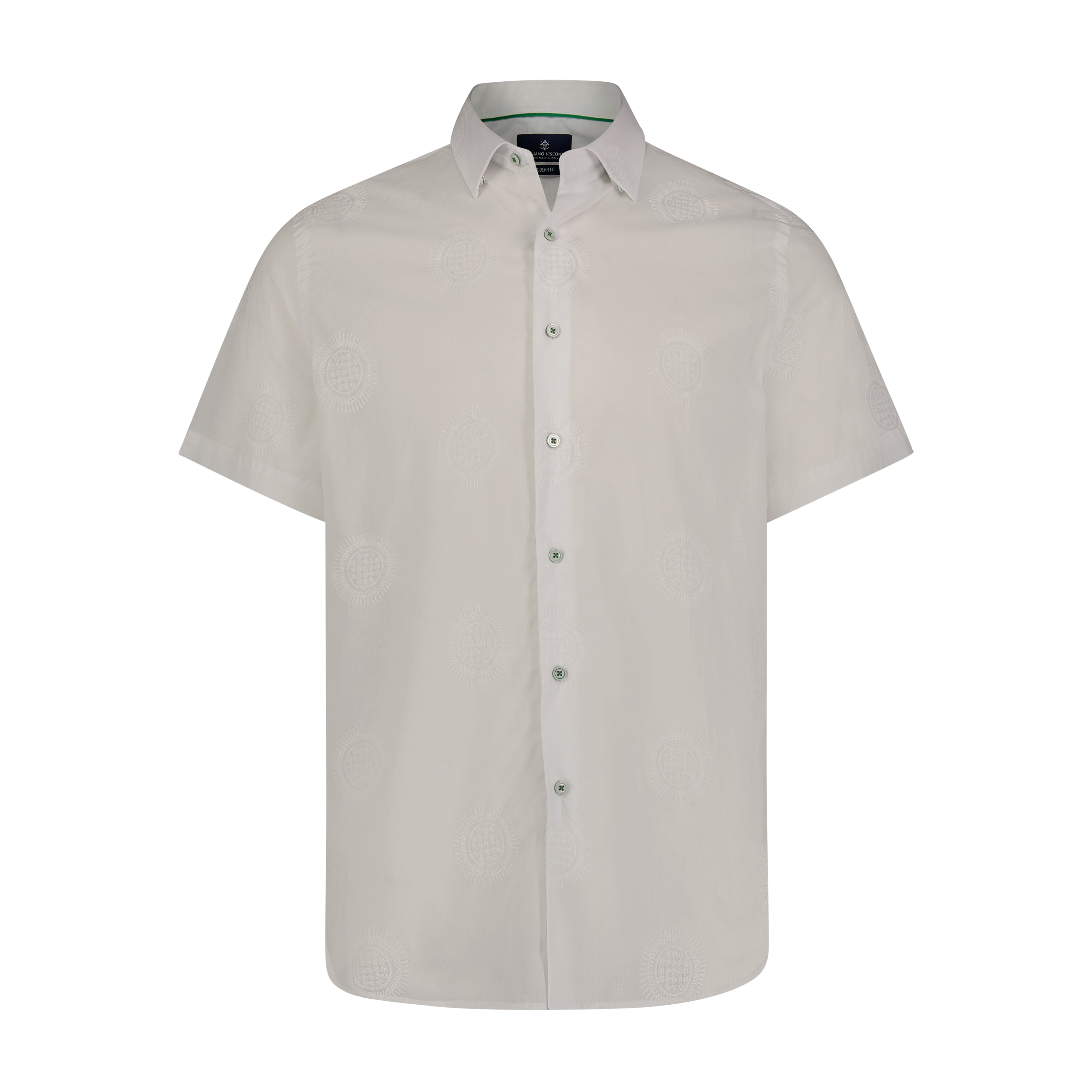 White on White Circle Print Short Sleeve Shirt