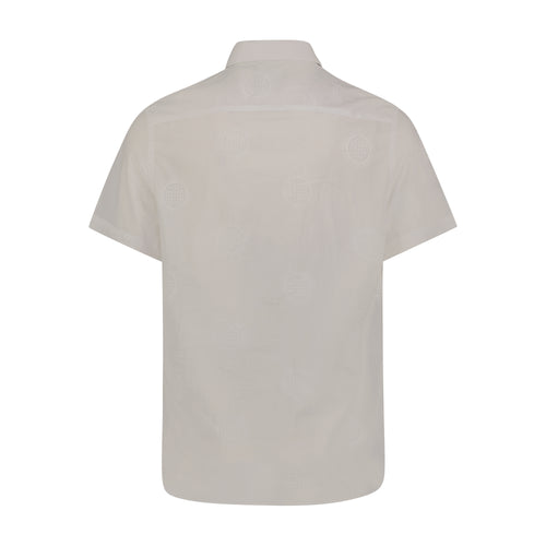 White on White Circle Print Short Sleeve Shirt