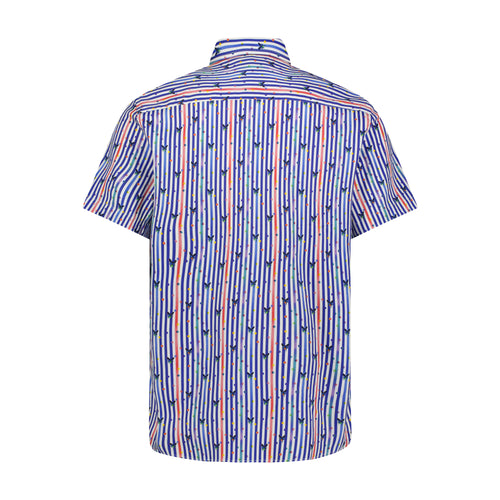 Purple Blue Butterfly Stripe Short Sleeve Shirt