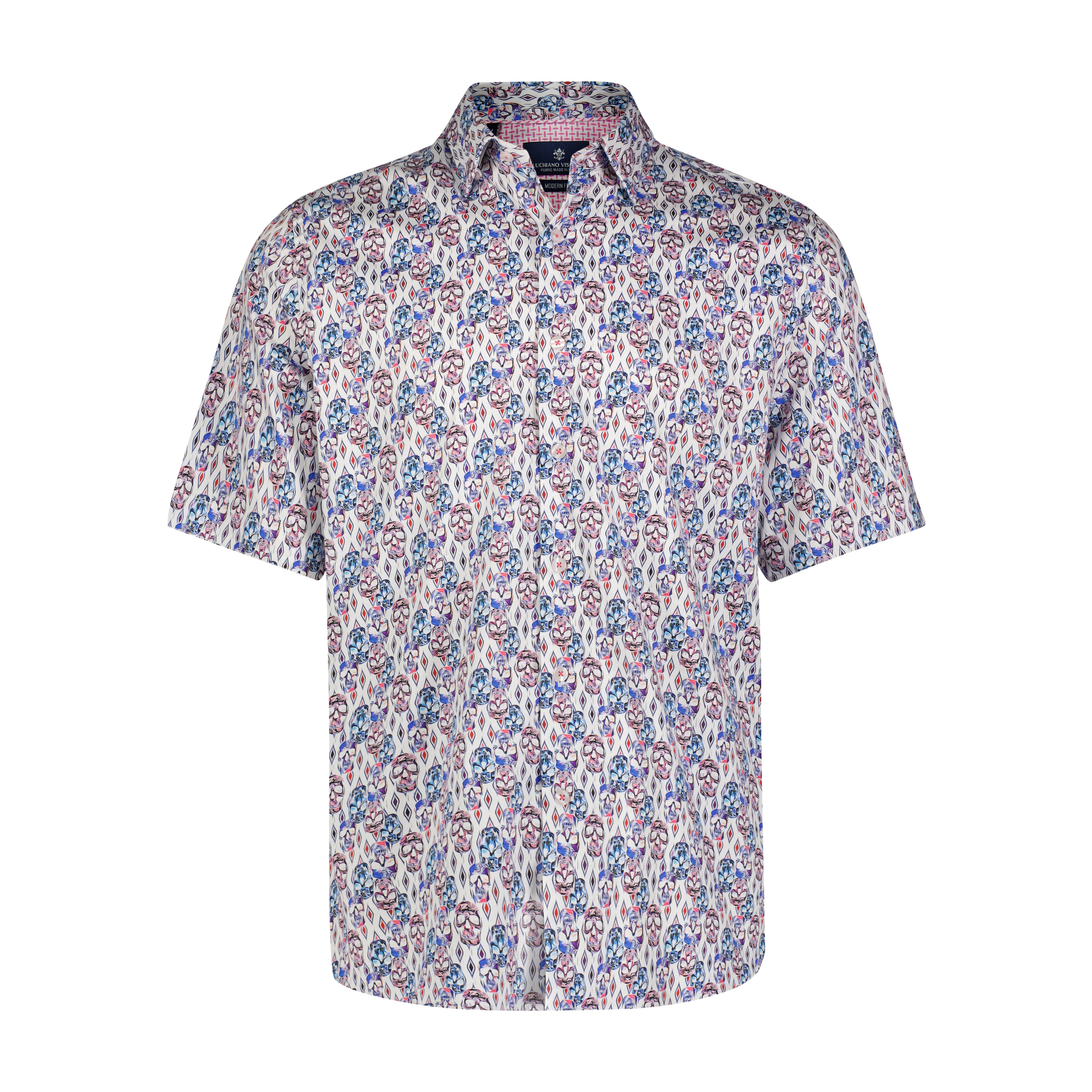 Multicolor Skull Print Short Sleeve Shirt