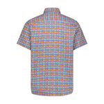 White with Blue, Navy, Orange and Purple Plaid Short Sleeve Shirt