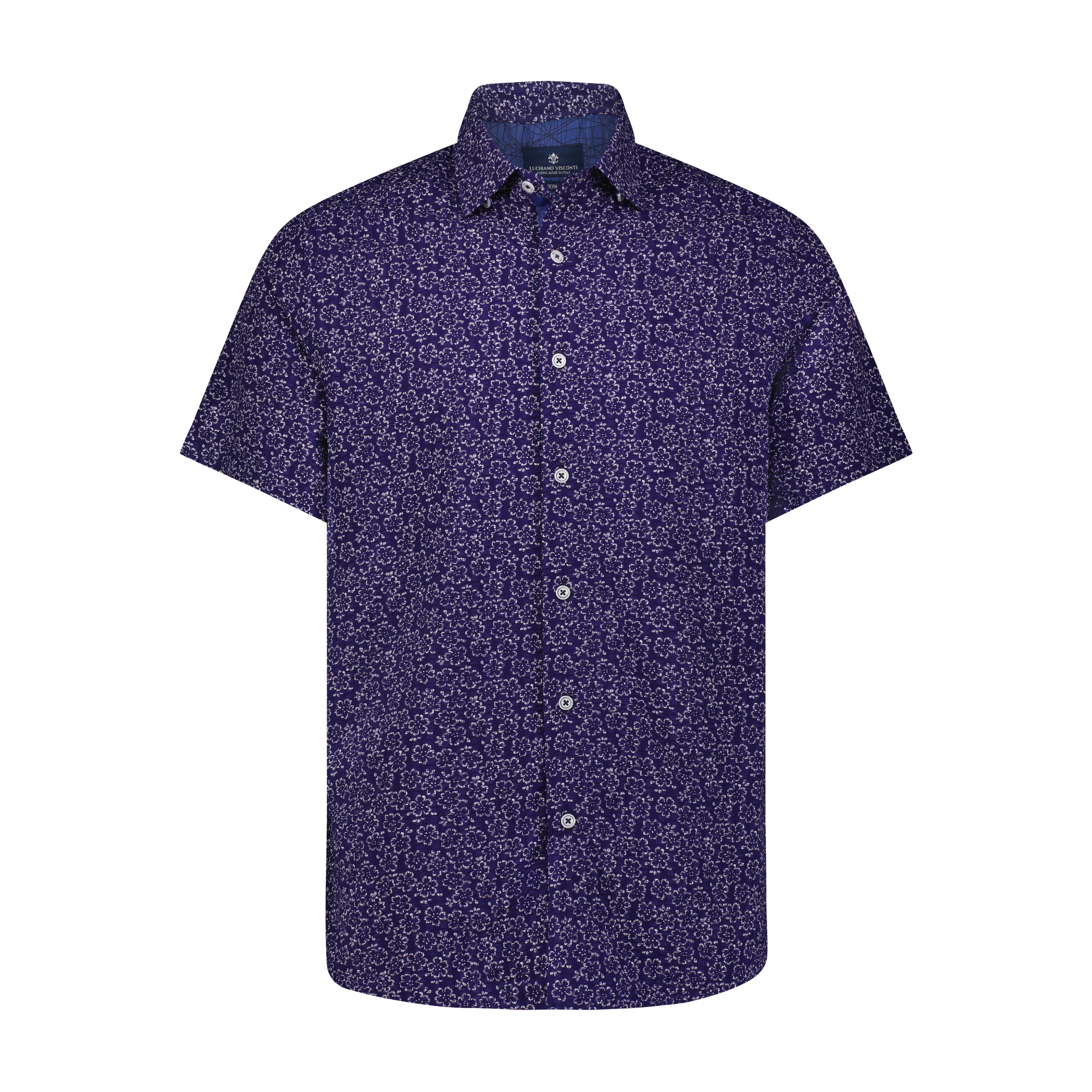 Navy Floral Print Casual Long Sleeve Shirt 43990 main image 0