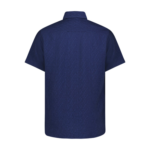 Navy Cuff Print Short Sleeve Shirt