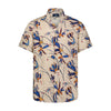 Blue, Orange, and Tan Tropical Print Short Sleeve Shirt