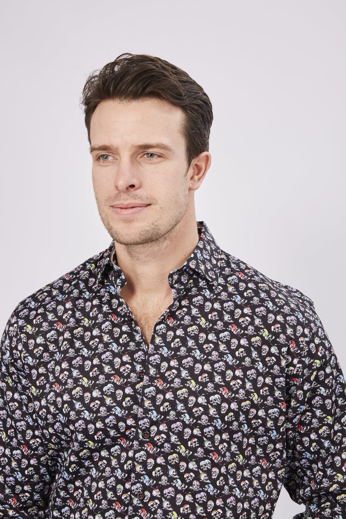 Black with Multicolor Skulls Shirt
