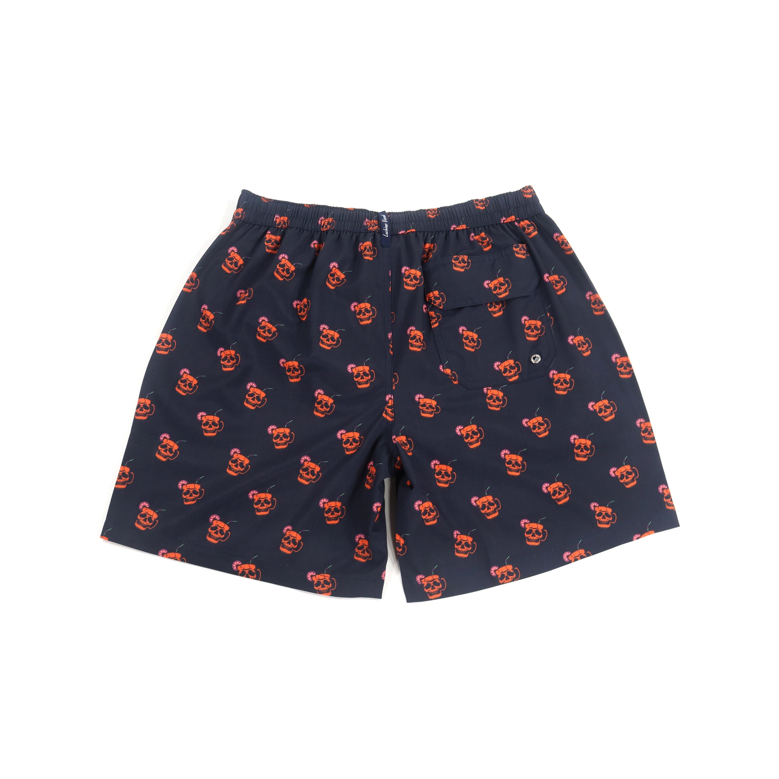 Black with Orange Skull Cups Swim Shorts