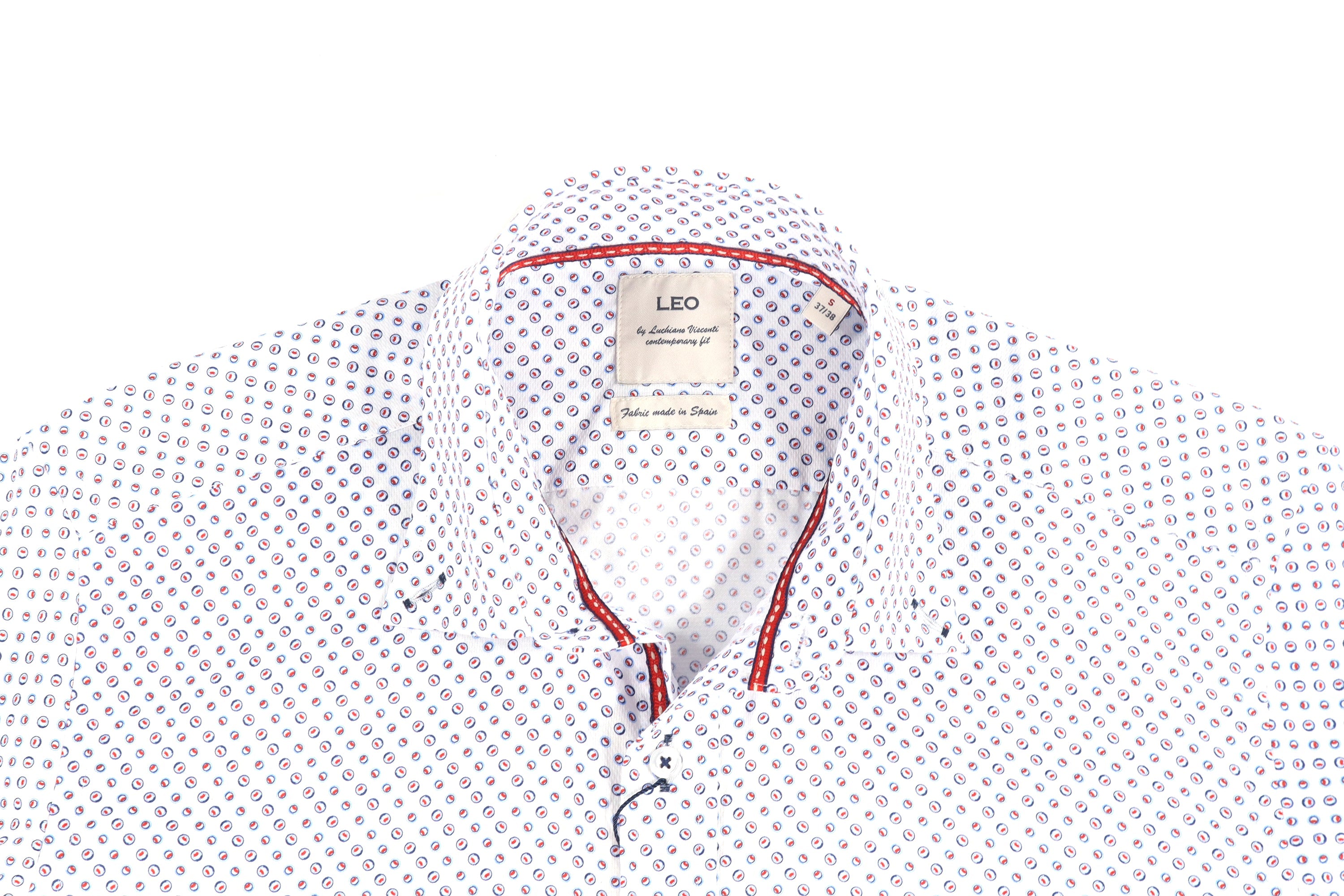 Leo Blue and Red Circle Jacquard Shirt