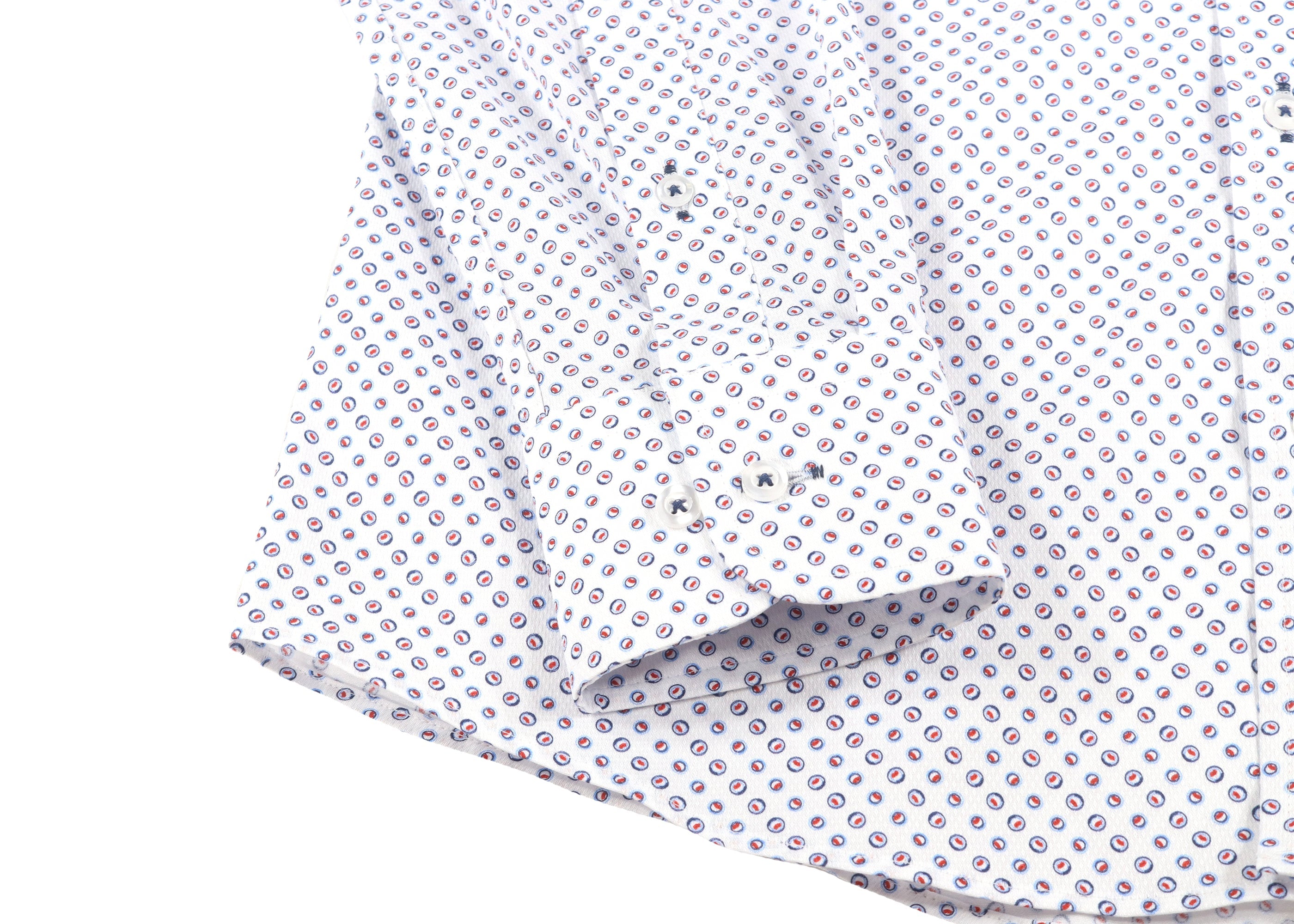 Leo Blue and Red Circle Jacquard Shirt