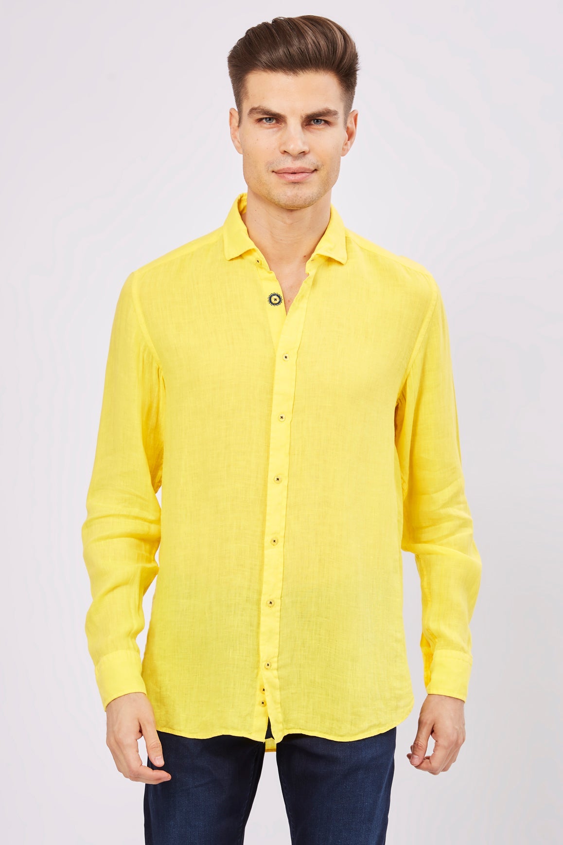 Leo Highlighter Yellow Linen Shirt