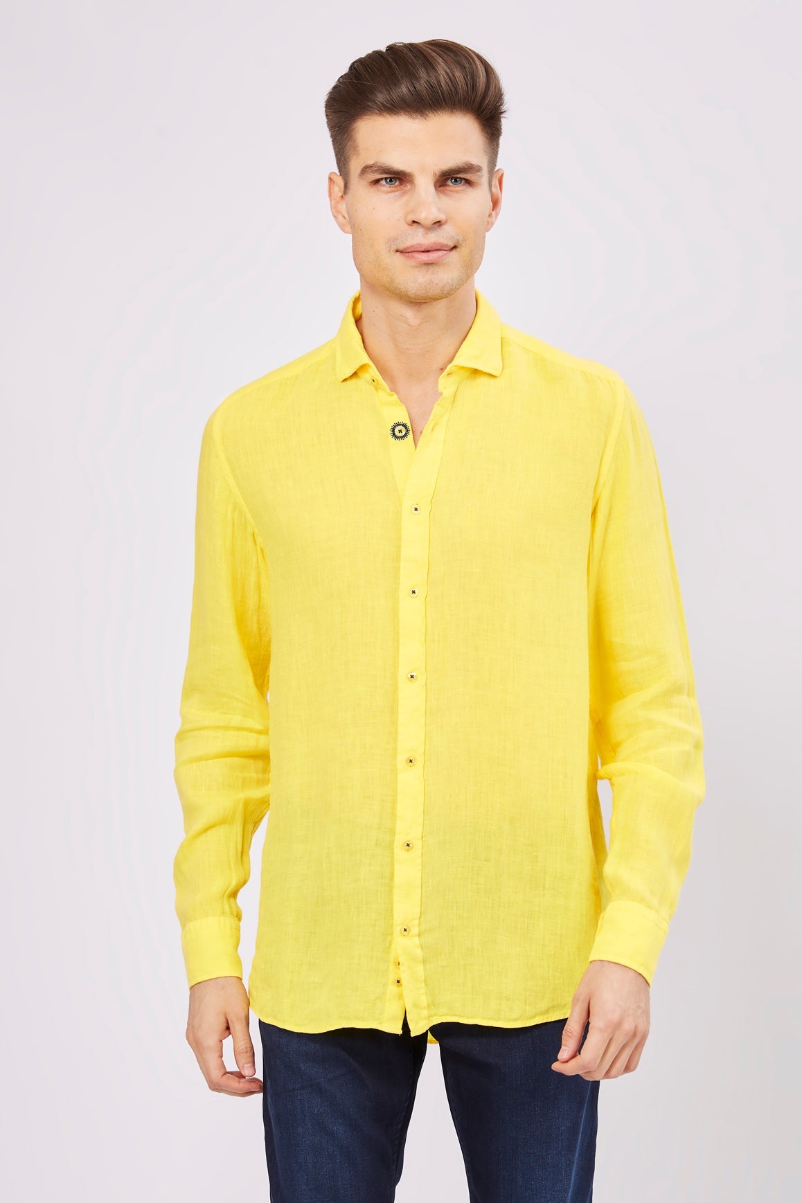 Leo Highlighter Yellow Linen Shirt