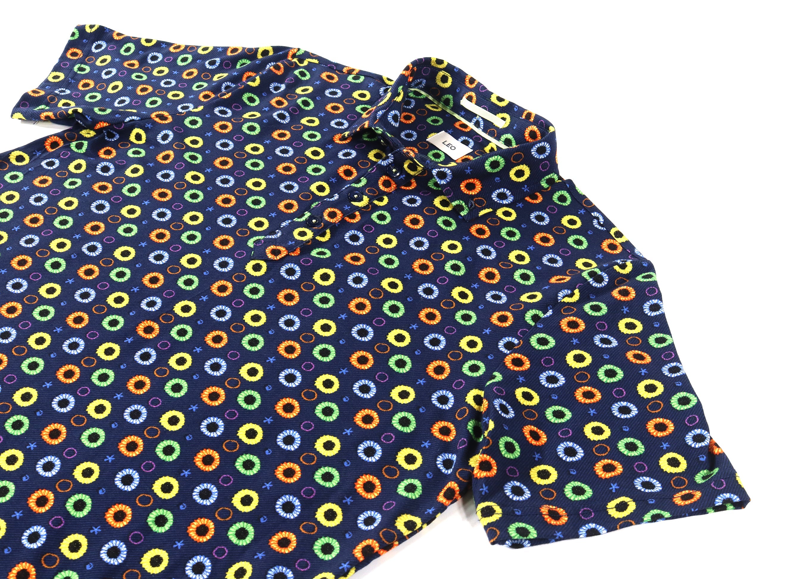 Leo Navy with Multicolor Rings Polo