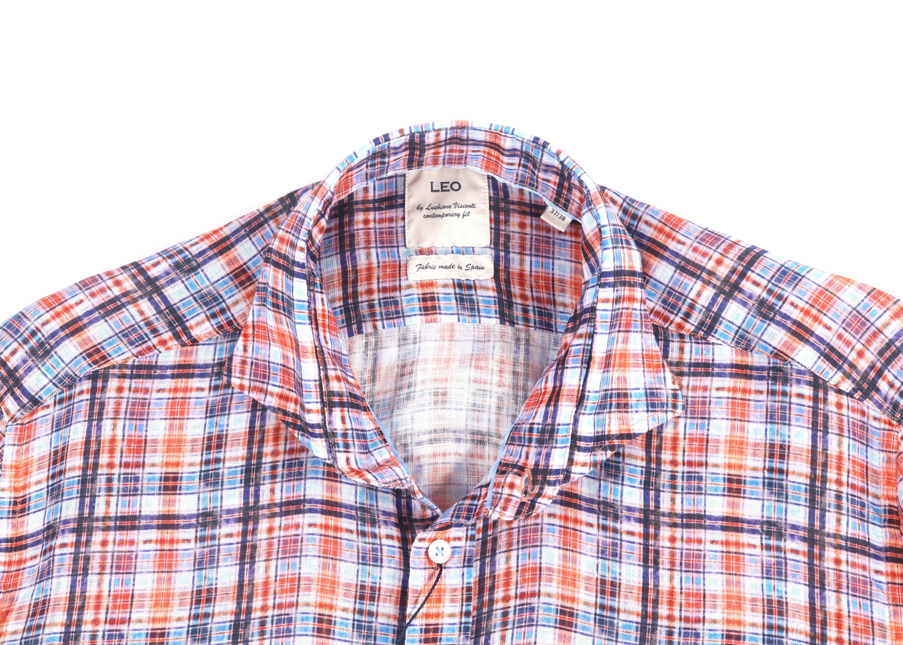 Leo Orange and Navy Plaid Shirt