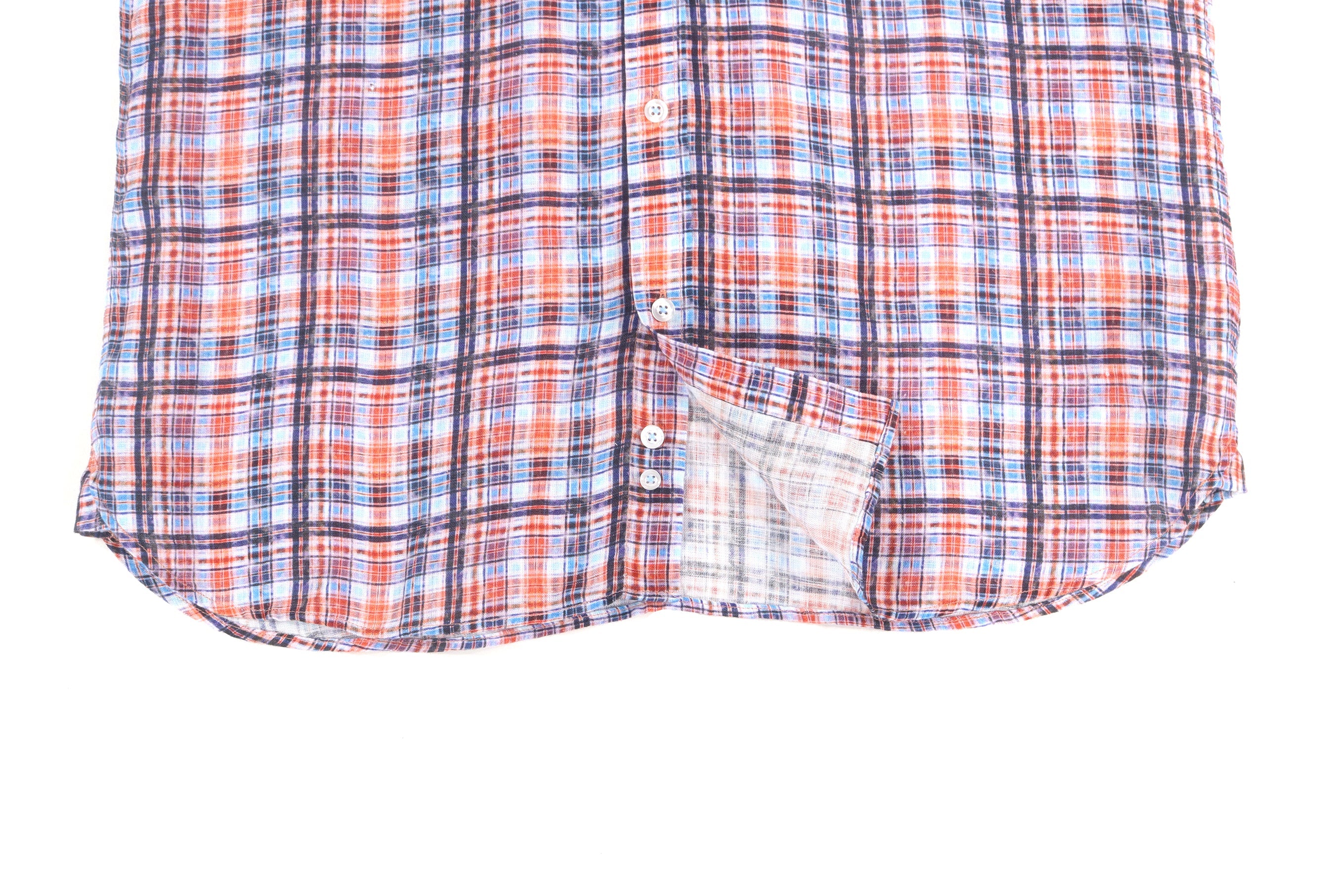 Leo Orange and Navy Plaid Shirt