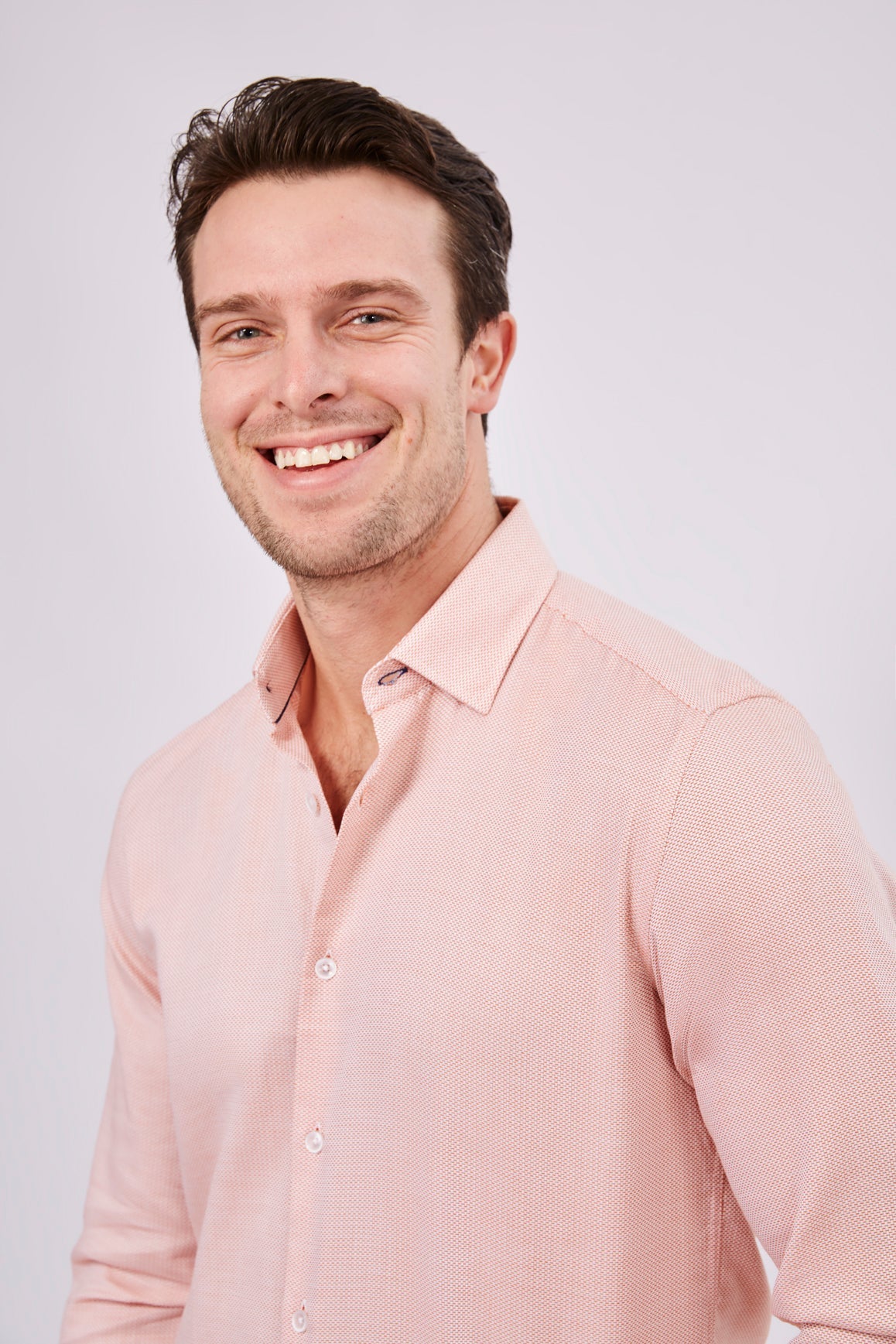 Leo Orange and White Woven Jacquard Shirt