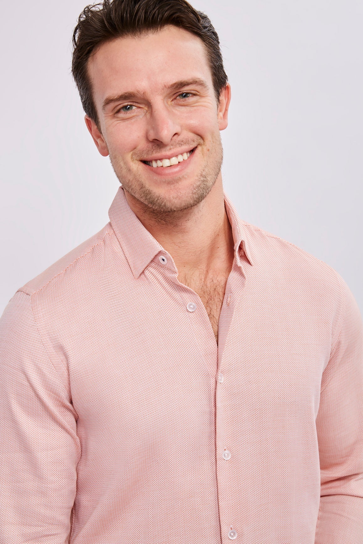 Leo Orange and White Woven Jacquard Shirt