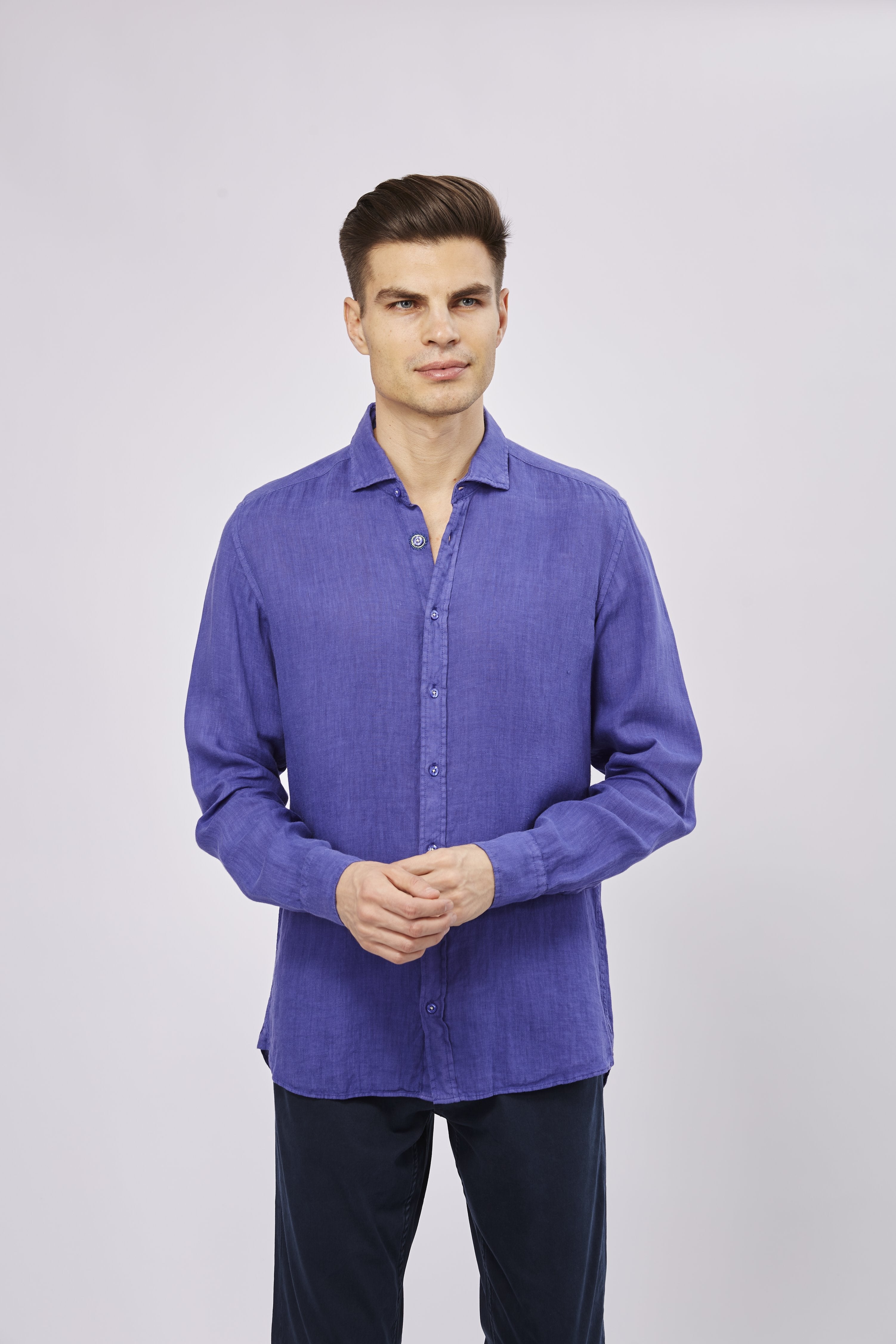 Leo Purple Linen Shirt