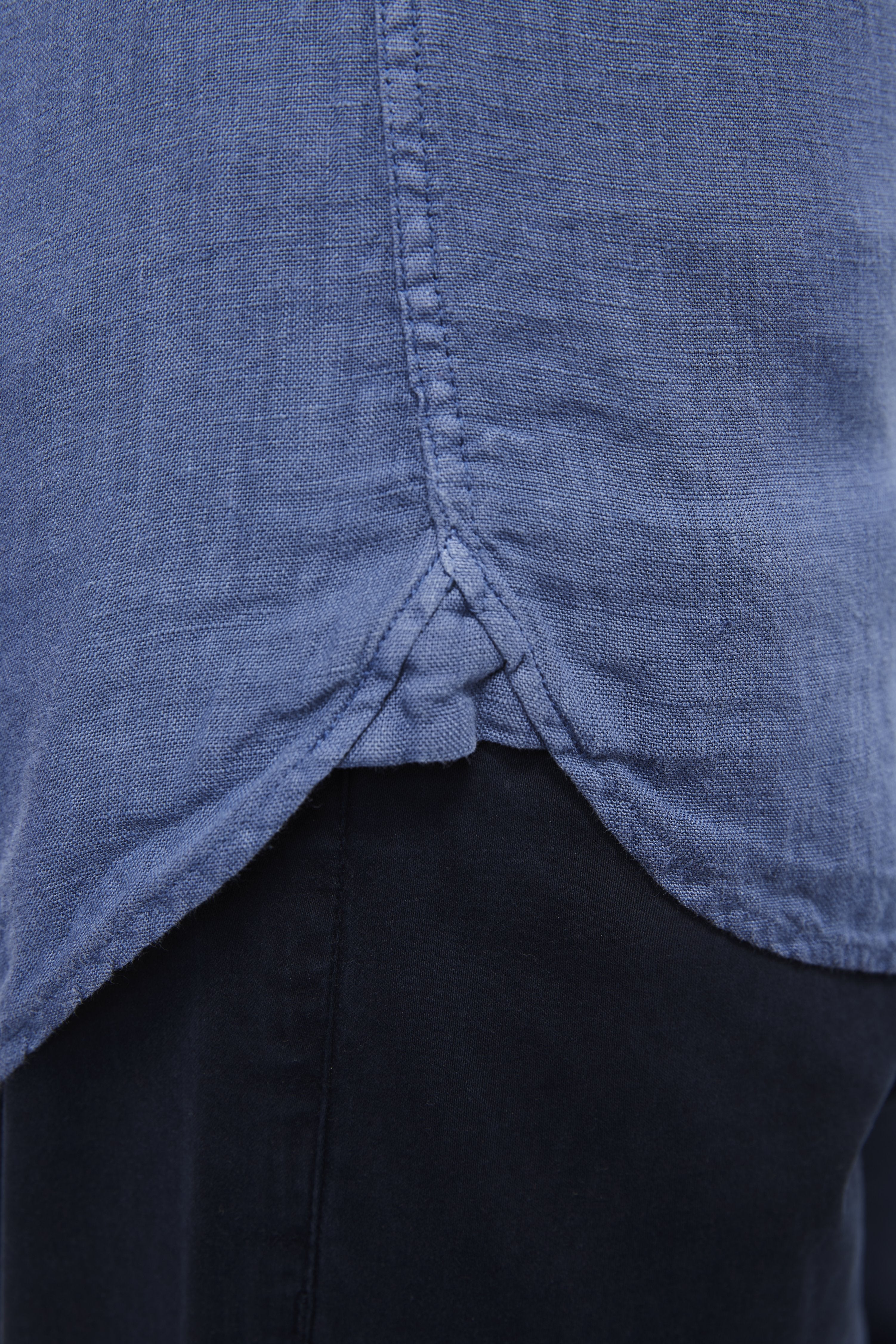 Leo Steel Blue Linen Shirt