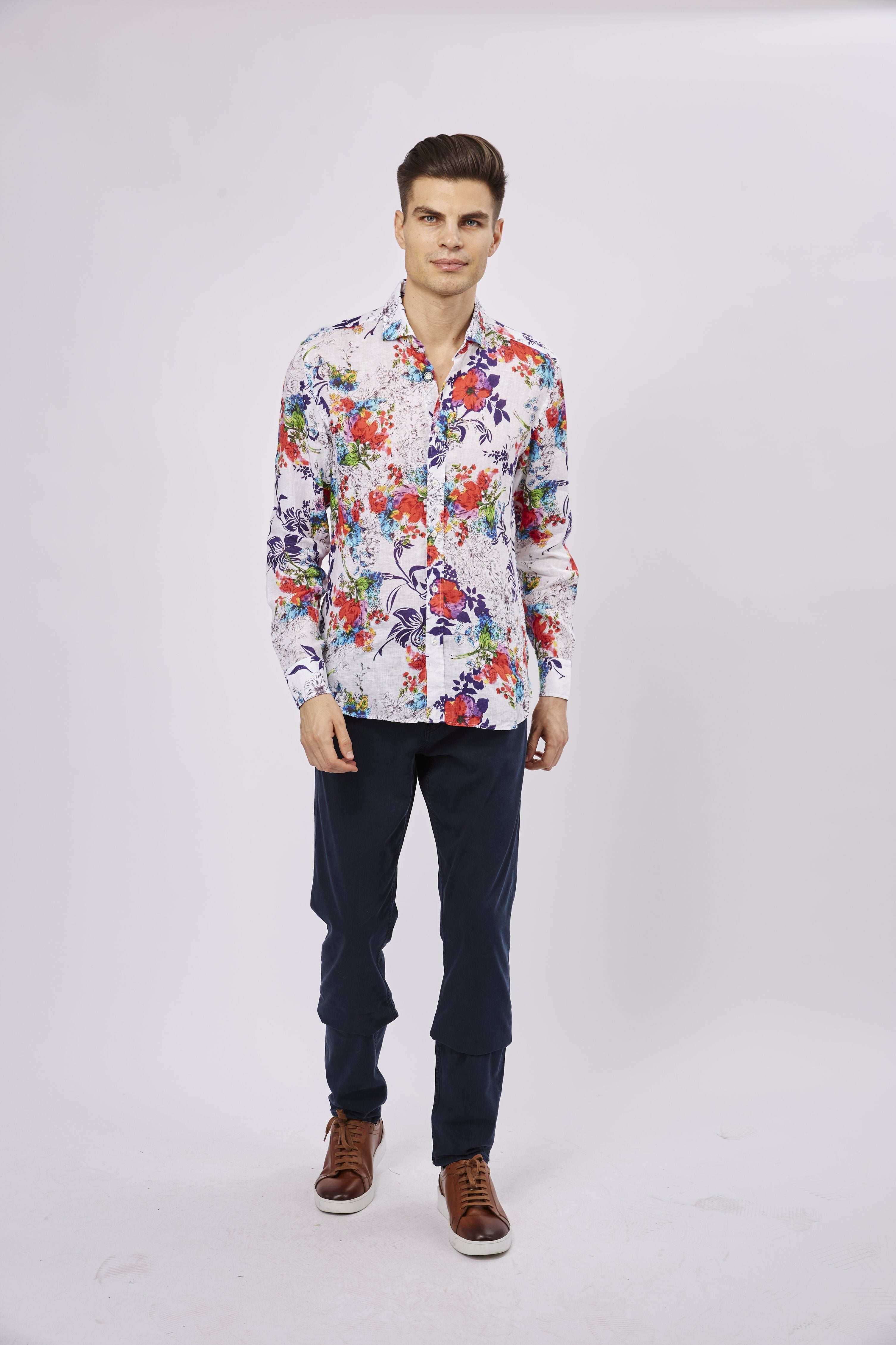 Leo White Floral Shirt