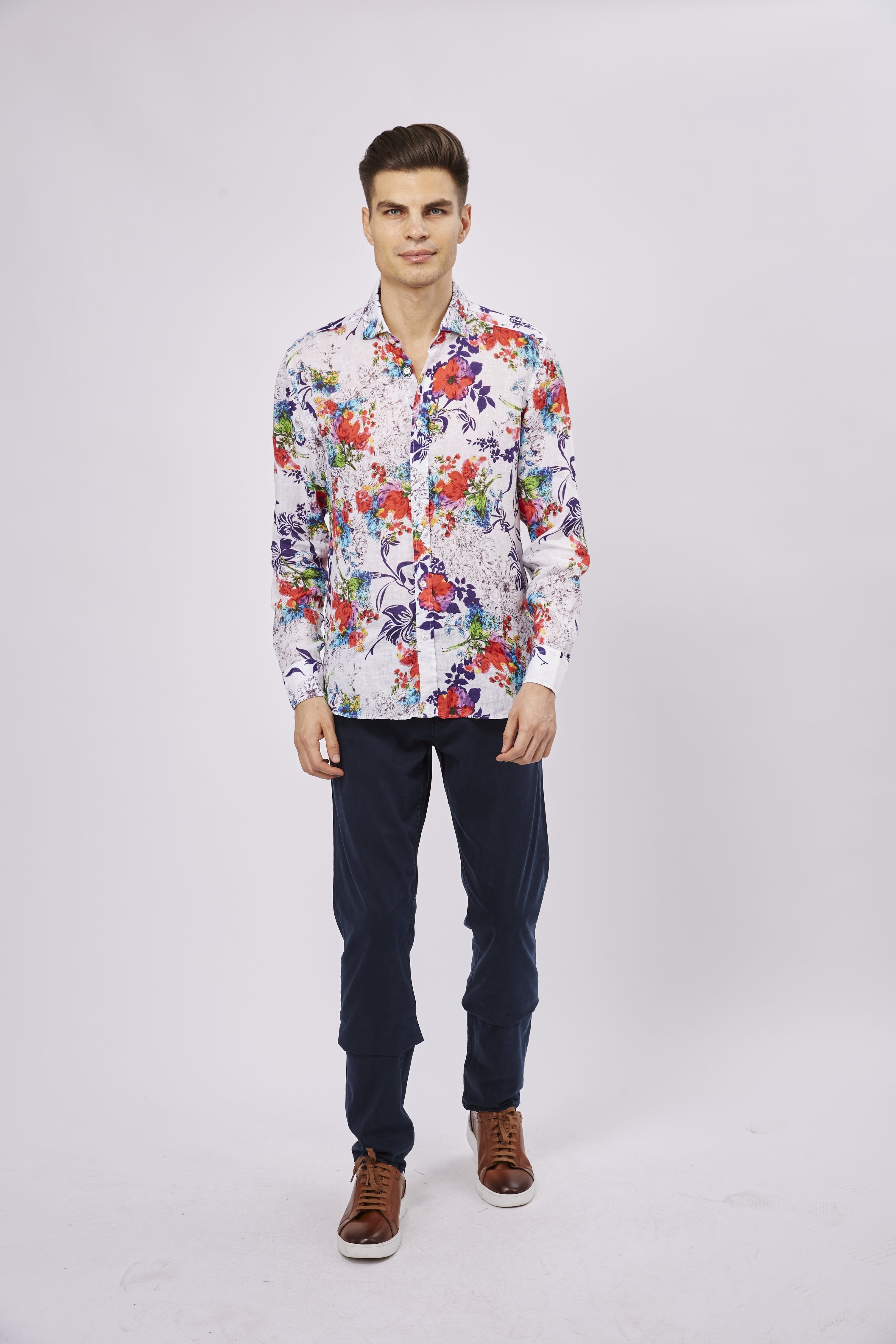 Leo White Floral Shirt